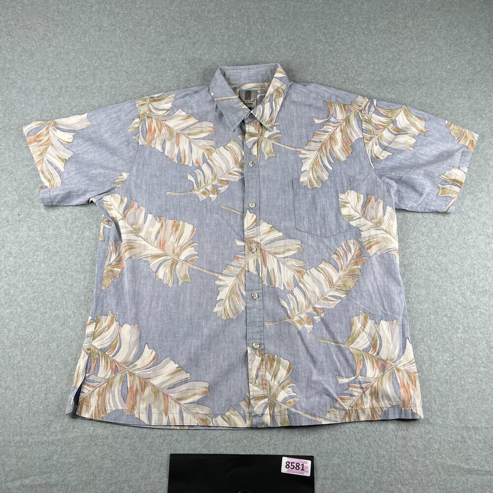Tori Ricard Honolulu Shirt XL Blue Floral Tropical Button Up Short Sleeve Mens
